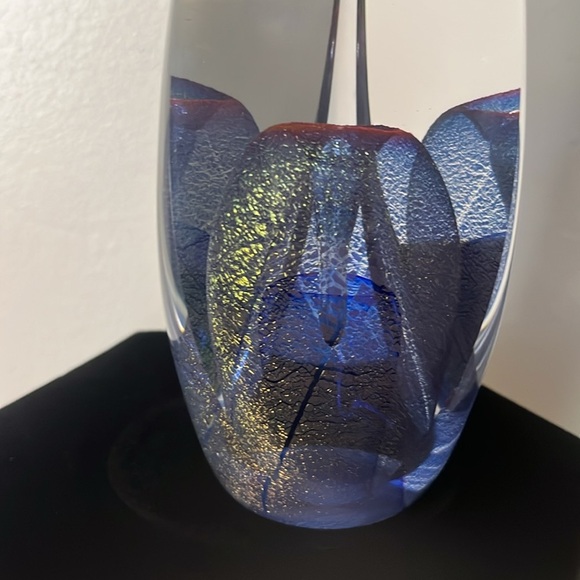 Pa Art Ed Kachurik 3 Panel Triangular Vintage Art Glass Paperweight 1995 - Picture 7 of 11
